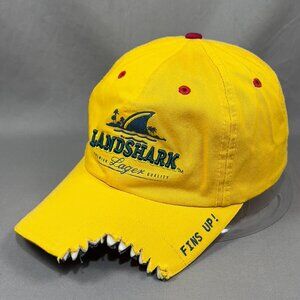 Landshark Lager Shark Bite Strapback Hat Yellow Beer Golfer Adjustable Dad Mens